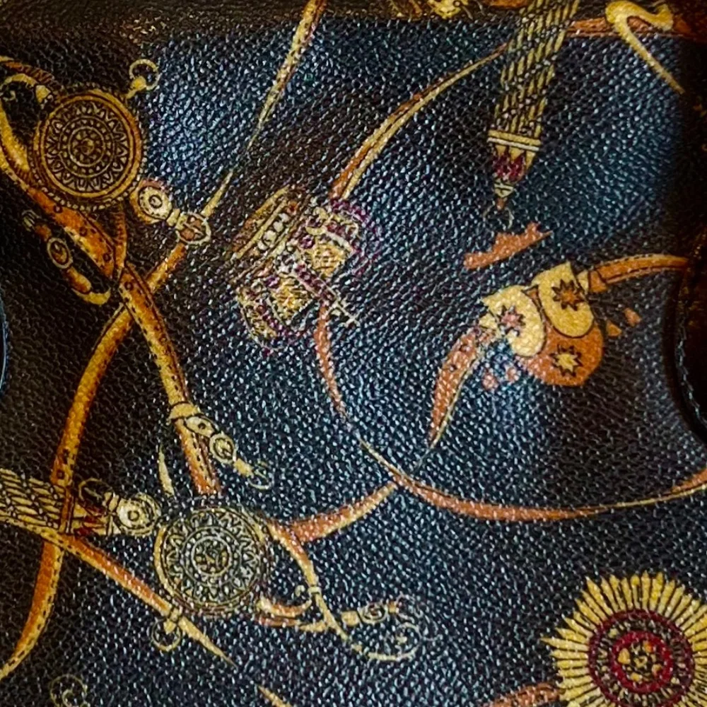 Vintage Mark Cross Equestrian Print Satchel Made in Italy